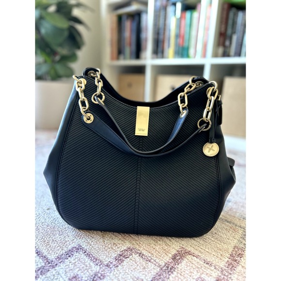 Fiorelli Handbags - Fiorelli black faux leather satchel gold hardware